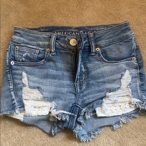 American eagle cutoff ripped shorts lace pocket